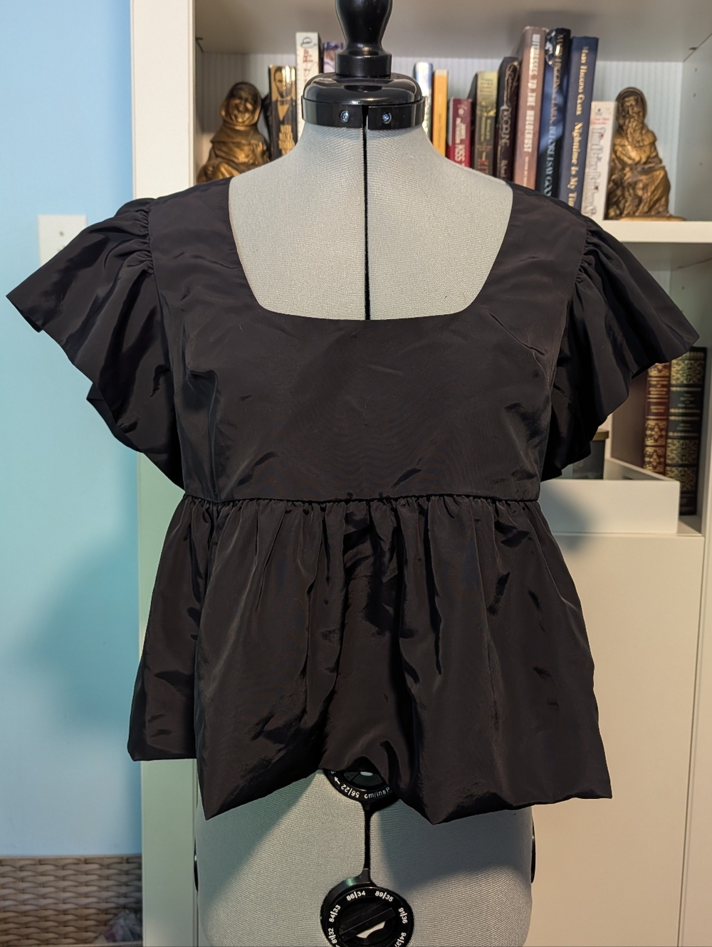 Express Black Square Neck Babydoll Blouse